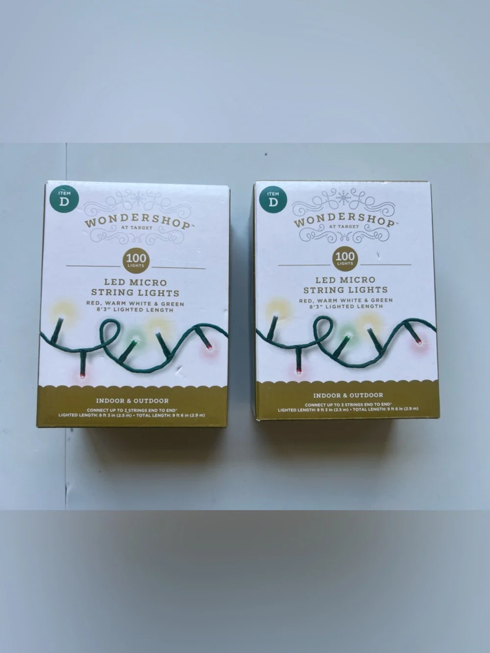 LED MICRO STRING LIGHTS RED, WARM WHITE & GREEN Set of 2